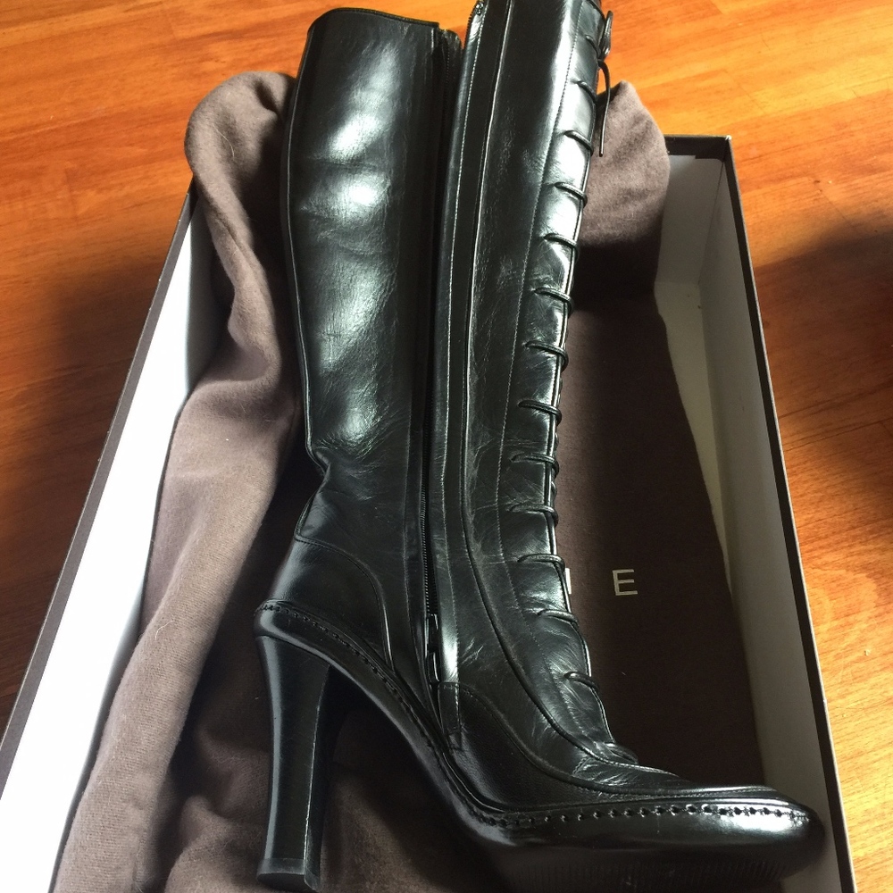 NIB Celine Black Leather Tall Boots 7 / 37